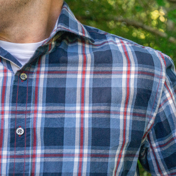 "BLUE" Saks Fifth Ave Button Down Shirt (plaid) - Picture 3 of 4